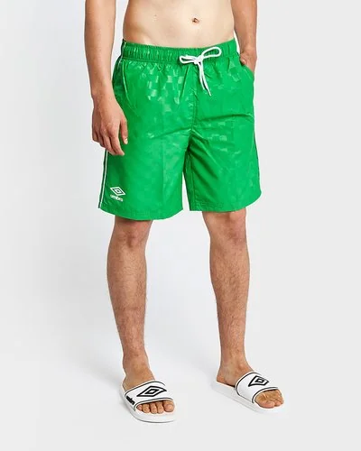 Beach short with check pattern